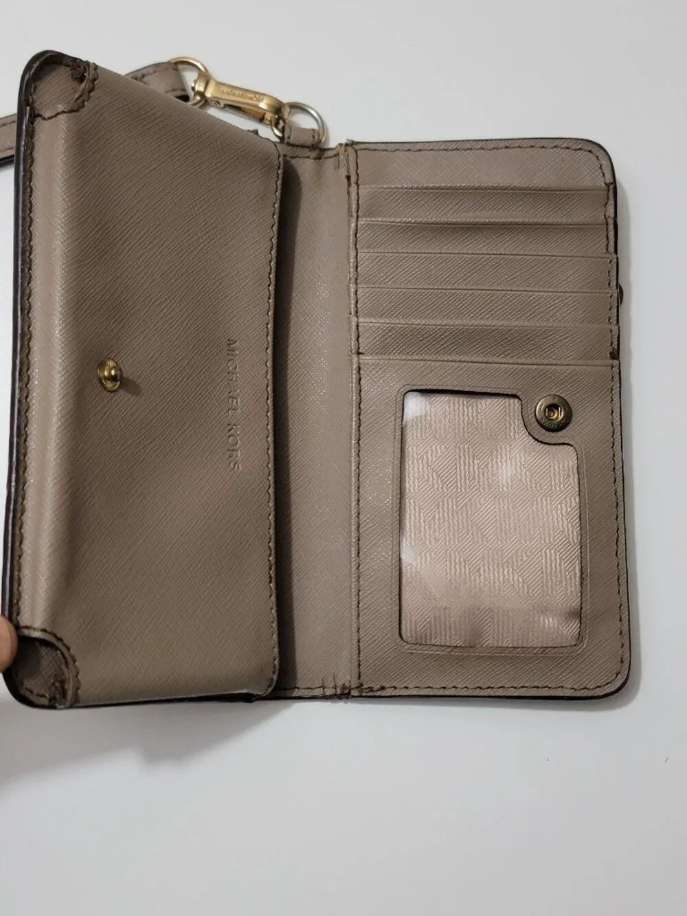 Michael Kors Jet Set Travel Large Flat Phone Case Wristlet Wallet Dark Dune